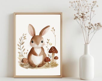 Woodland Bunny Nursery Prints, Gender Neutral Nursery Prints, Forest Friends Wall Art Gift, Kids Room Decor, Animal Prints Wall Art | SG316