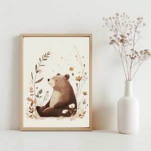 Waldbären Poster Druck, Wald Bär Poster, Wald Bär Poster, Waldfreunde Geschenk, Kinderzimmer Dekor, Tierdruck Wandkunst | SG317