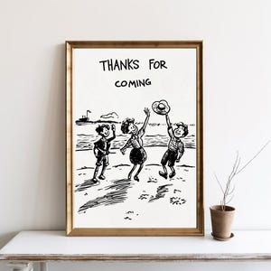Thanks For Coming Quote Wall Art, Trendy Vintage Sailor Poster, Cute Quote Living Room Decor, College Apartment Aesthetic Poster | SG#215