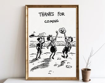 Thanks For Coming Quote Wall Art, Trendy Vintage Sailor Poster, Cute Quote Living Room Decor, College Apartment Aesthetic Poster | SG#215