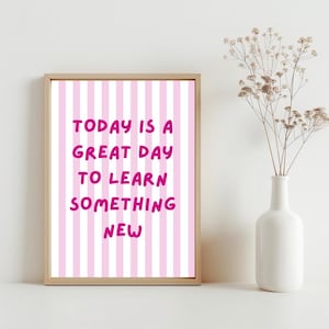 Girls Room Wall Art, Kids Motivational Quote Poster, Preschool Inspirational Decor, Positive Classroom Poster, School Class Art Pink | SG429