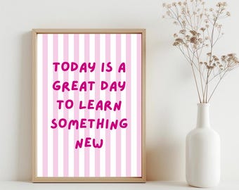 Girls Room Wall Art, Kids Motivational Quote Poster, Preschool Inspirational Decor, Positive Classroom Poster, School Class Art Pink | SG429