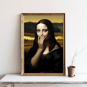 Funny Bathroom Art Print, Toilet Humor, Mona Lisa, Funny Classical Painting, Vintage Midcentury Toilet Humor, Mona Lisa Print, JPG | SG#18