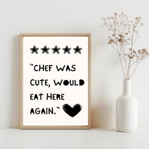 Le chef était mignon, art mural de cuisine, impression d&#39;art de cuisine minimaliste, joli poster de cuisine esthétique, art culinaire, décoration de chef coeur noir | SG#296