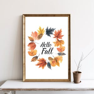 Arte de pared con hojas de otoño, arte de pared imprimible de otoño, impresión de acuarela de hojas, decoración de mesa de otoño, decoración de otoño, póster de acuarela de otoño / SG#190