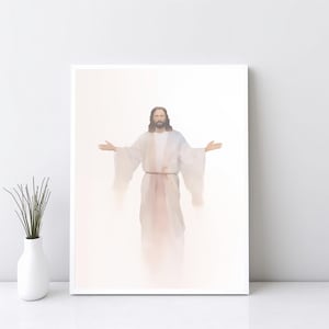 キリストの抱擁 イエスの肖像画、イエス・キリストの絵画、イエスの壁画、イエスのポスター、イエスの水彩画、キリスト教の室内装飾、プリント | SG#125