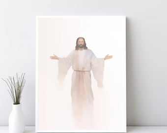 Christ&#39;s Embrace Jesus Portrait, Jesus Christ Painting, Jesus Wall Art, Jesus Poster, Jesus Watercolor, Christian Home Decor, Print | SG#125