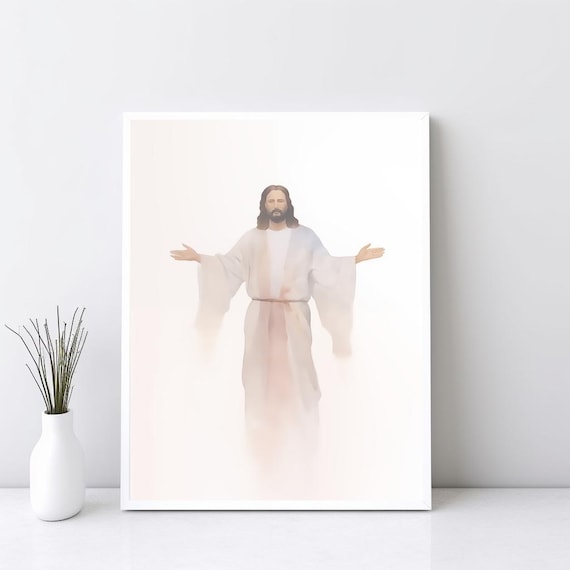 Christ's Embrace Jesus Portrait, Jesus Christ Painting, Jesus Wall Art, Jesus Poster, Jesus Watercolor, Christian Home Decor, Print | SG#125