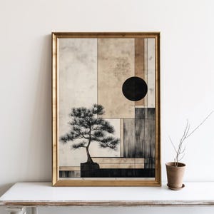 Japanese Style Wall Art, Japandi Neutral Scandinavian Art Print, Minimalist Modern Japanese Digital Poster, Wabi Sabi Spa Art Print | SG392