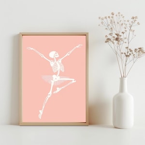 Skeleton Ballet Wall Art, Funny Halloween Decoration, Trendy Halloween Wall Art, Minimalist Spooky Art, Dancing Skeleton Wall Art | SG#201