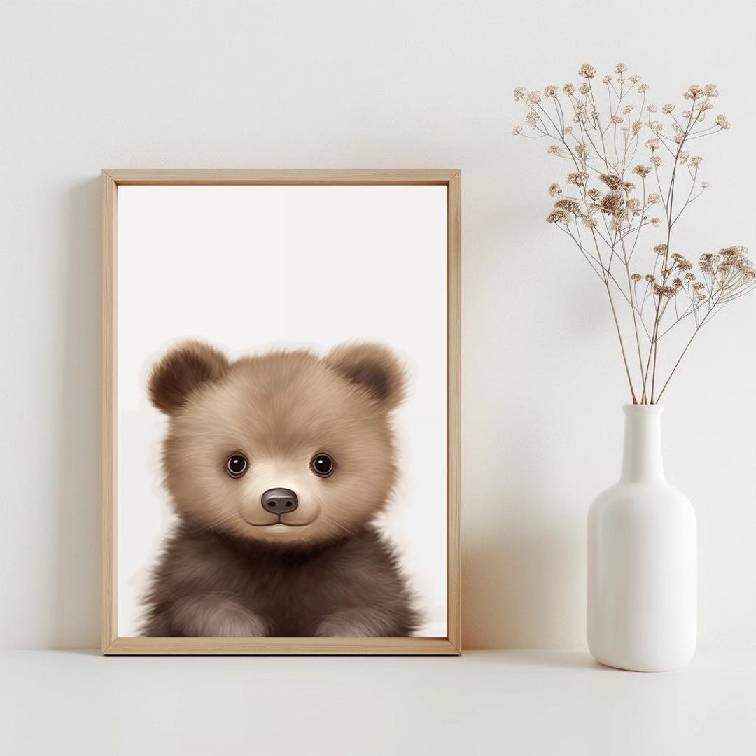 Baby Bear Wall Art Print, Cute Animal Baby Room Art, Woodland Animal ...