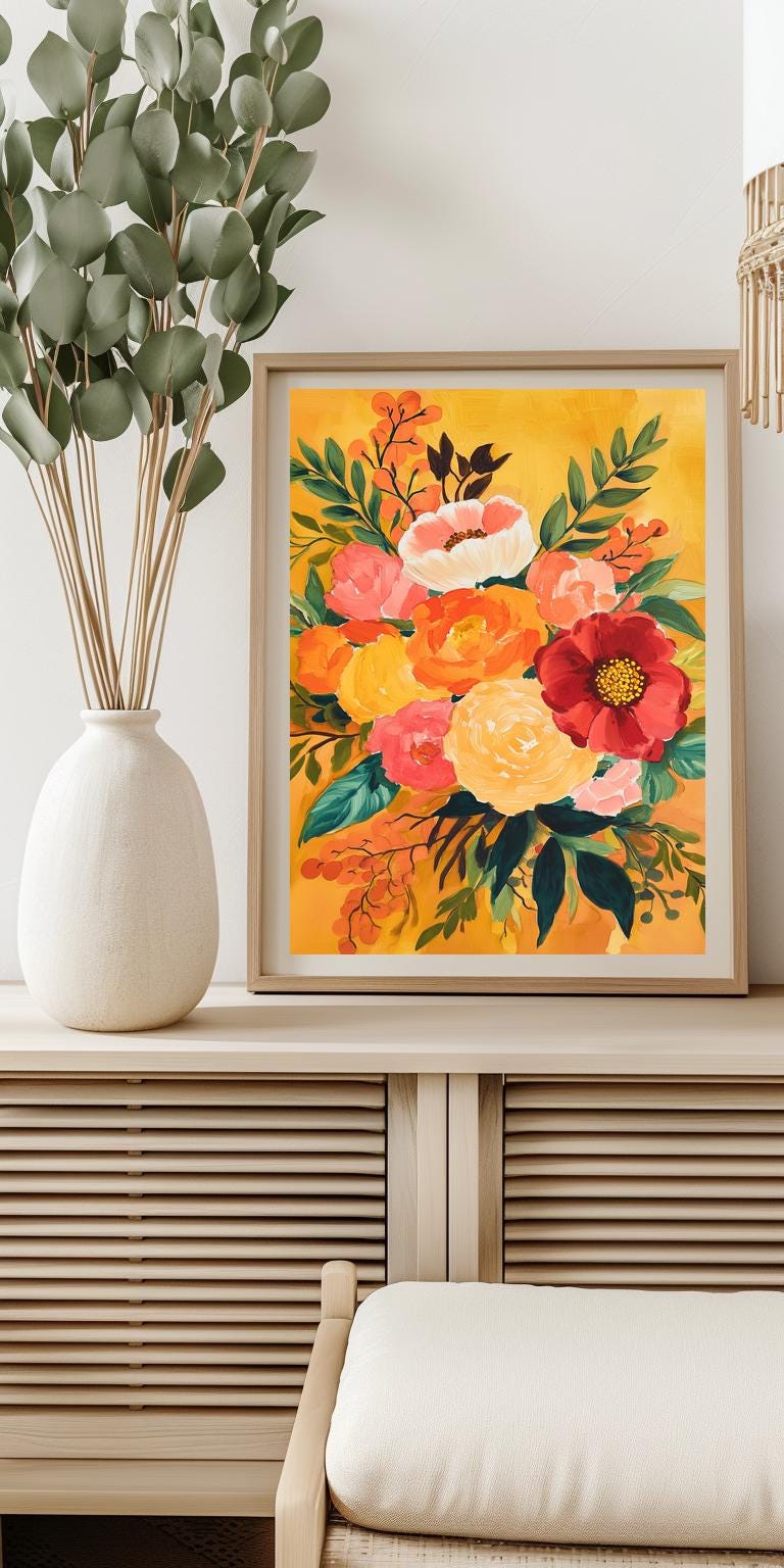 油絵アート（orange flower） California Poppy Watercolor Art Print. California Poppy Home