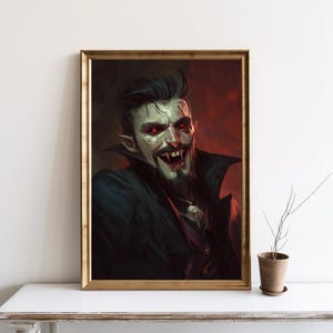 Vintage Vampire Painting, Dark Academia Home Decor Art Print, Dark Art Occult Poster, Gothic Home Decor, Witchcraft Poster Download | SG#163