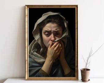 Funny Bathroom Wall Art Decor Toilet Humor, Woman Classical Painting Digital Download, Vintage Midcentury Poster Print Bathroom Art | SG#148