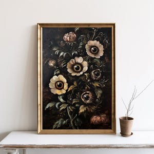 Flowers with Eyes Art, Botanical Goth Print, Victorian Home Decor, Witchy Goth Cottagecore, Macabre Surreal Collage, Dark Forestcore | SG404