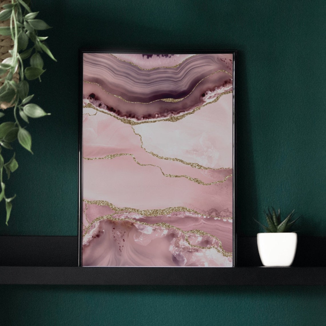 Blush Pink Wall Art Pink and Gold Modern Abstract Decor - Etsy