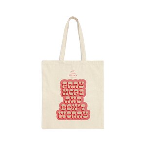 St. Padre Pio: Pray Hope and Don&#39;t Worry (pink) | High Quality Catholic Gifts Tote Bag