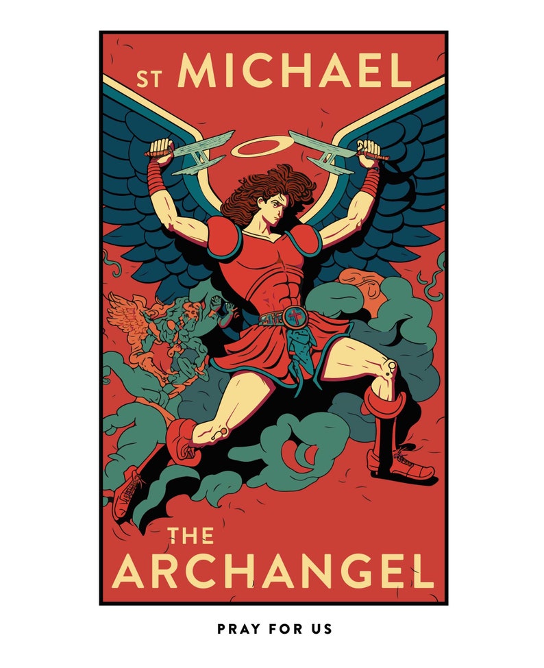T-shirt Saint Michel Archange - Ailes Et Lance - Armée De Dieu - Coton 100% - Unisexe