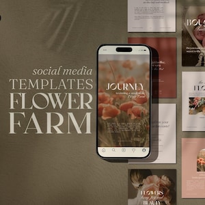 Social Media Vorlagen für Canva | Instagram-Vorlagen |  Social Media Bundle | Blumen Bauernhof | Gehöft Ästhetik | Bauerngarten
