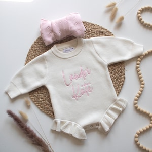 Personalized Baby Ruffle Romper, Newborn romper, Baby Announcement Bodysuit, Baby Coming Home Outfit.