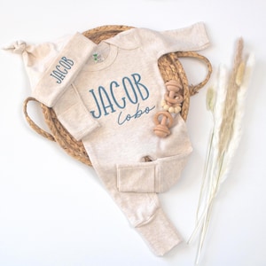 Baby Boy Coming Home Outfit Natural,Newborn Boy Coming Home Outfit,Baby Boy Gift,Personalized Going Home Outfit Baby Boy, Newborn Set Name