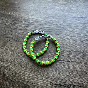 Handmade Friendship Bracelet Set: Lemon & Lime Clay Bead Matching Bracelets. (BFF bracelet)