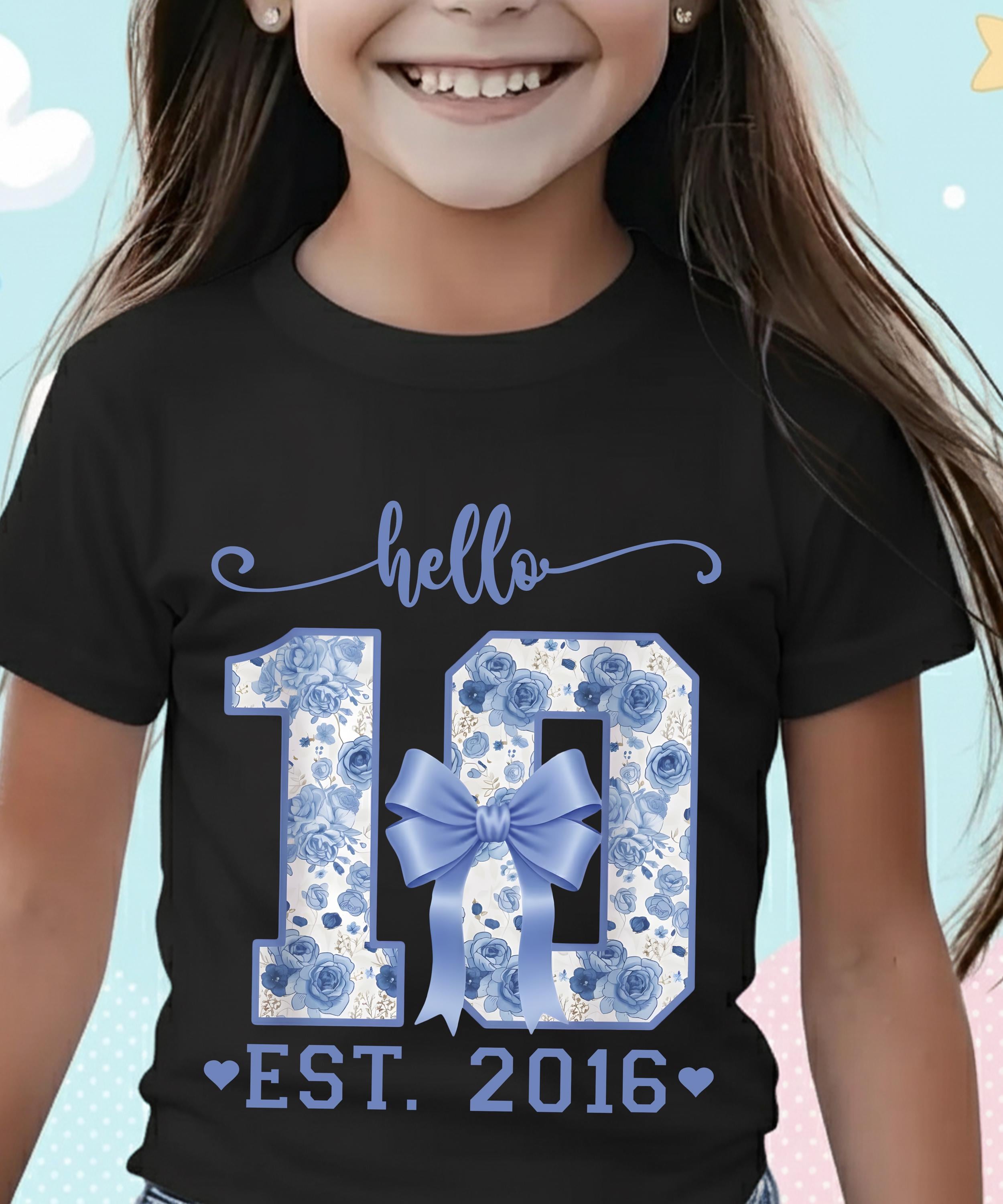 Hello 10 Double Digits PNG, Blue Floral 10th Birthday Girl Clipart, Ten ...