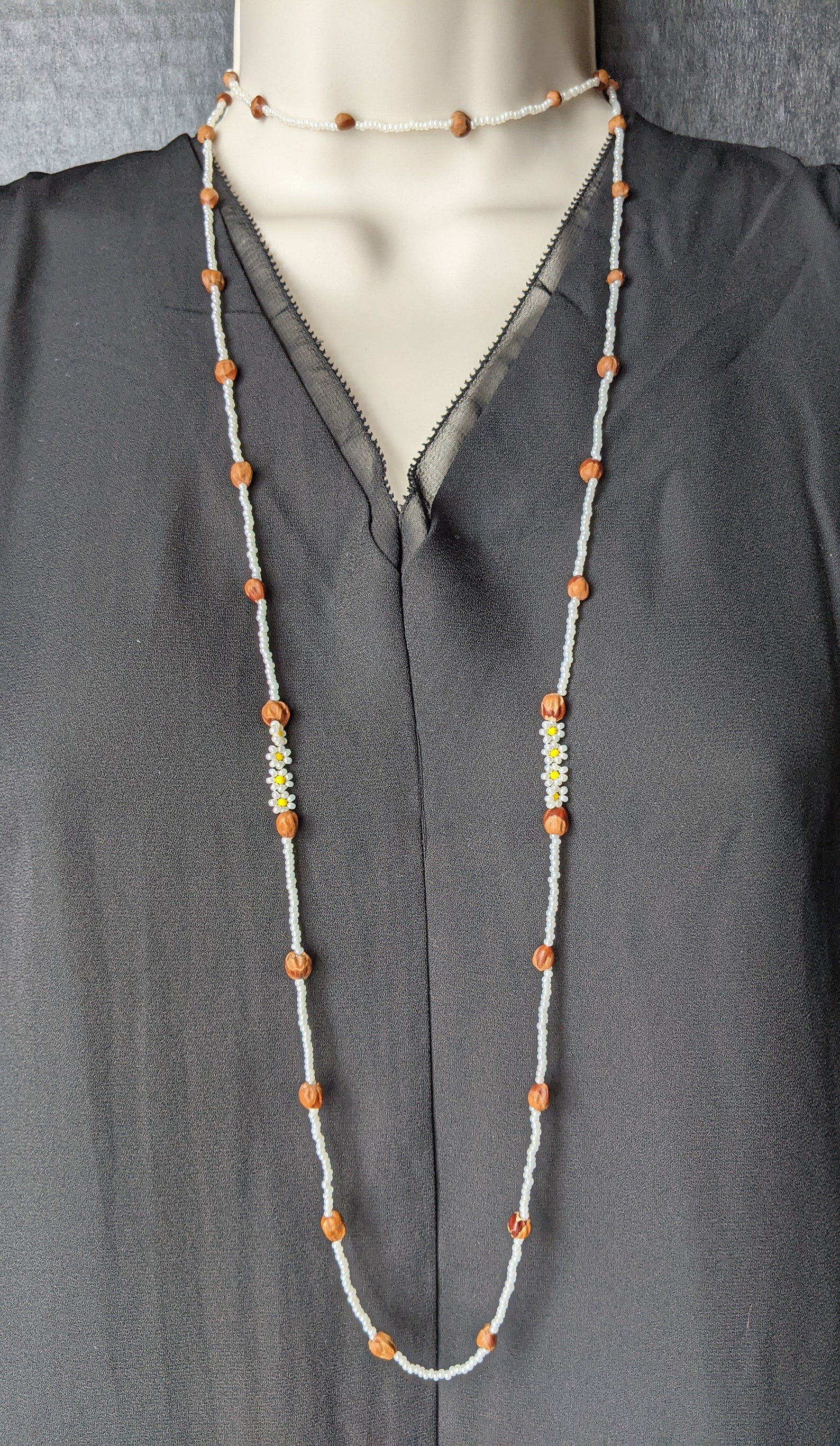 Navajo Handmade Juniper Berry Seeds ghost Beads/ Czech Glass Seeds