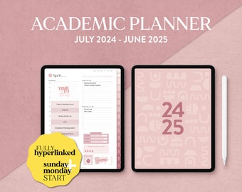 Digital Academic Planner Rosegold for iPad or Tablet, Student Teacher Calendar, Monday or Sunday Start, Compatible with Goodnotes Notability