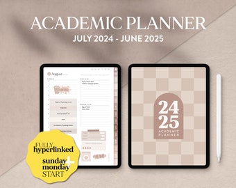 Digital Academic Planner Neutral Beige for iPad or Tablet, Student Teacher Minimalist Calendar, Monday Sunday Start, Goodnotes Notability