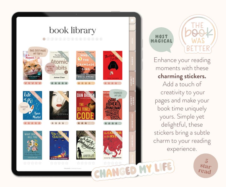 Digital Reading Stickers for Book Lovers in Autumn Colors | Bookish ...