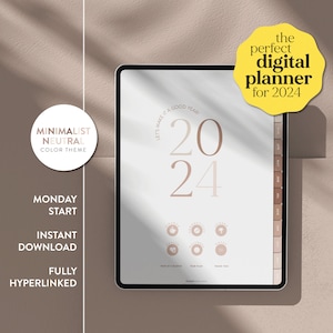 2024 Minimalist Digital Planner in Neutral Beige - Fully Hyperlinked, GoodNotes & Notability Compatible, Monday Start, Portrait Mode