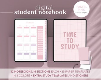 Digital Student Notebook for productivity: Study planner, paper templates and stickers for iPad/Tablet - perfect for college & High School