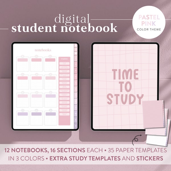 Digital Student Notebook for productivity: Study planner, paper templates and stickers for iPad/Tablet - perfect for college & High School