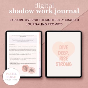 Digital Shadow Work Journal para autodescoberta, cura interior guiada e crescimento pessoal, instruções de ansiedade e cura interior da criança, boas notas