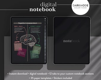 Dark Mode Digital Notebook | Elegant Note-Taking in Low Light | Digital journal - Instant Download