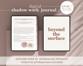 Digital Shadow Work Journal for Self-Discovery, Guided Healing & Personal Growth, Anxiety and Inner Child Healing Prompts, Neutral colors