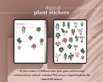 Digital Houseplant Stickers for Digital Planners - A Must-Have for Indoor Plant Enthusiasts - Goodnotes planner stickers for plant lovers