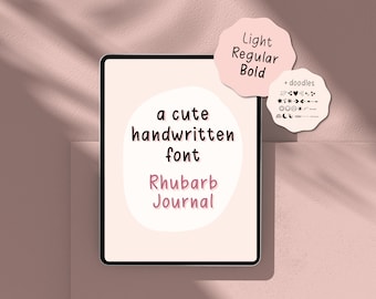 Cute Handwritten Font 'Rhubarb Journal' for Digital Planners, Journals, and Notebooks - Goodnotes font - Instant Download