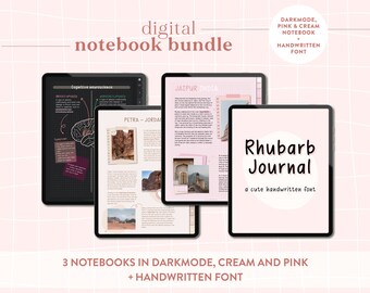 Digital Notebook Bundle: Dark Mode, Blush & Neutral - Handwritten Font - iPad/Tablet Compatible with GoodNotes/Notability