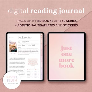 Diario di lettura digitale Blush Pastel - Tracker di libri e pianificatore di lettura - Compatibile con Goodnotes e Notability