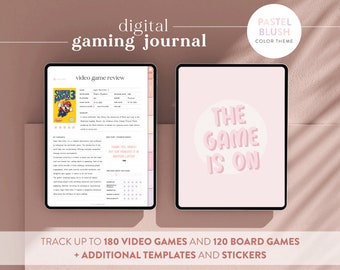 Digital gaming journal for video games and board games in Blush Pastel - Game tracker and gaming Planner - Goodnotes Notability compatible