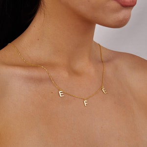 14K Gold Multi Letters Necklace, Custom Initials Jewelry, Three Letters Pendant, Unique Necklace, Personalized Christmas Gifts For Wife