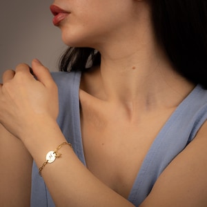 Custom Letter Bracelet With Paperclip Chain, Butterfly Stone Jewelry, Elegant Customizable Initial Bracelet, Valentine’s Day Gift For Her