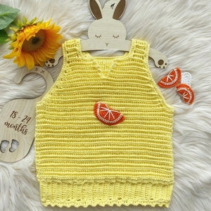 Lemon knitted top/ summer baby tank top /cute baby top/ organic baby cotton top,baby shower, birthday gift,ready for wear, yellow summer top