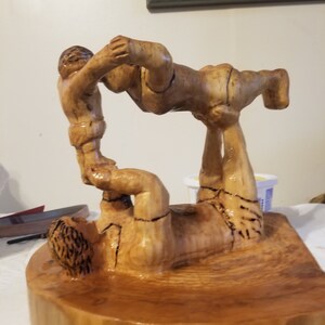 Young Family - Bassword Carving, Handmade Wood Carving, Figurine, Basswood Statue, Wood Carving, Wood Decor, Valentine&#39;s Day, Gift for Her