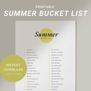Summer Bucket List Printable - Summer Activities