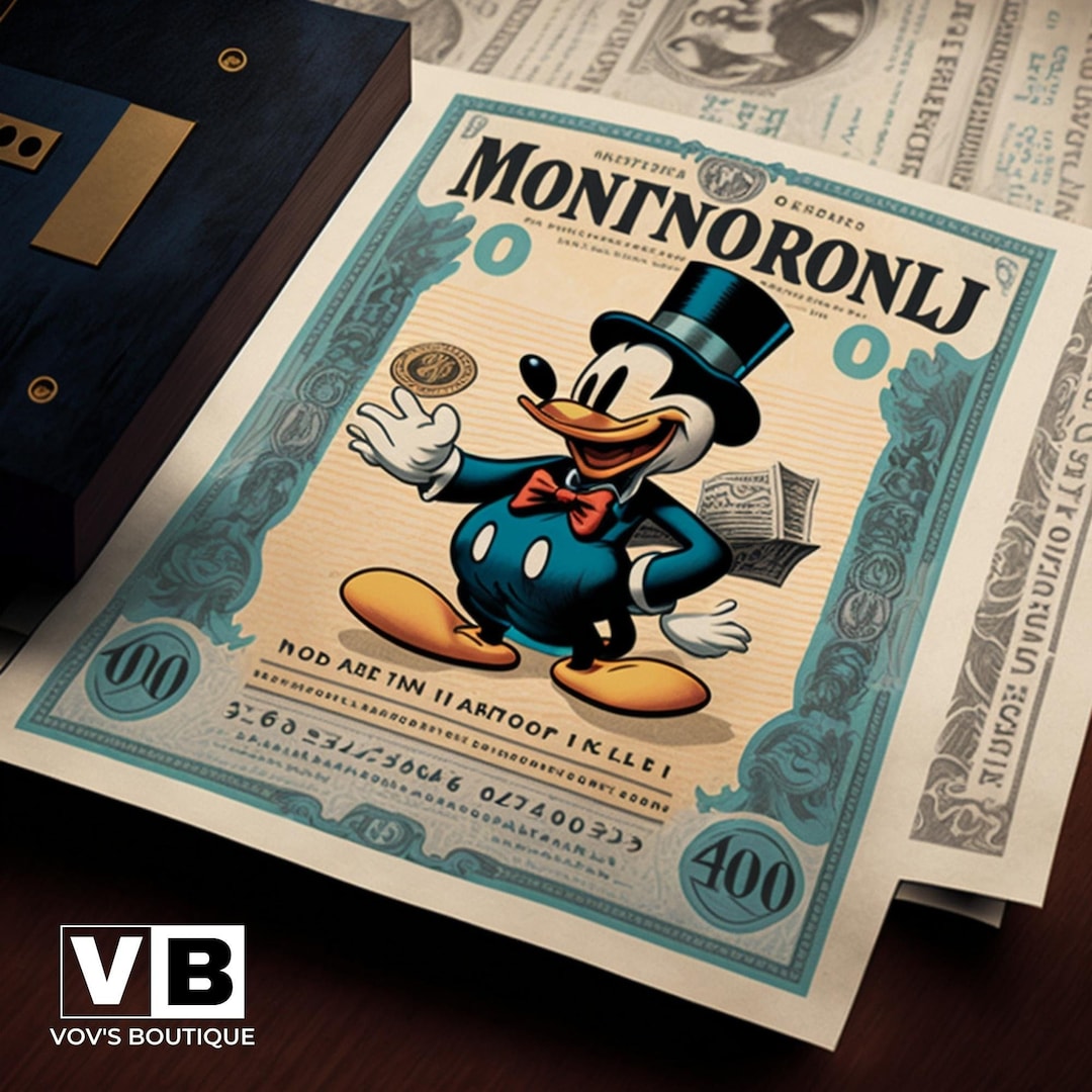Monopoly Art. Money Printer. Donald Duck. Printable Art. Etsy