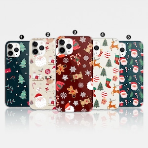 Christmas Phone Case, Aesthetic Winter pattern, Xmas Cover For iPhone 16 Pro, 14, 15, 13, 12, 11, XR, 8, Samsung S24, S23, A55, A54