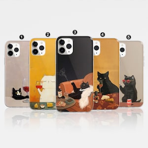 Lustige Katze Handytasche Katze Meme Katzenliebhaber Süße Katzenkunst Abdeckung Für iPhone 16 Pro, 14, 15, 13, 12, 11, XR Samsung S24, S23, A55, A54, Pixel 8 Pro